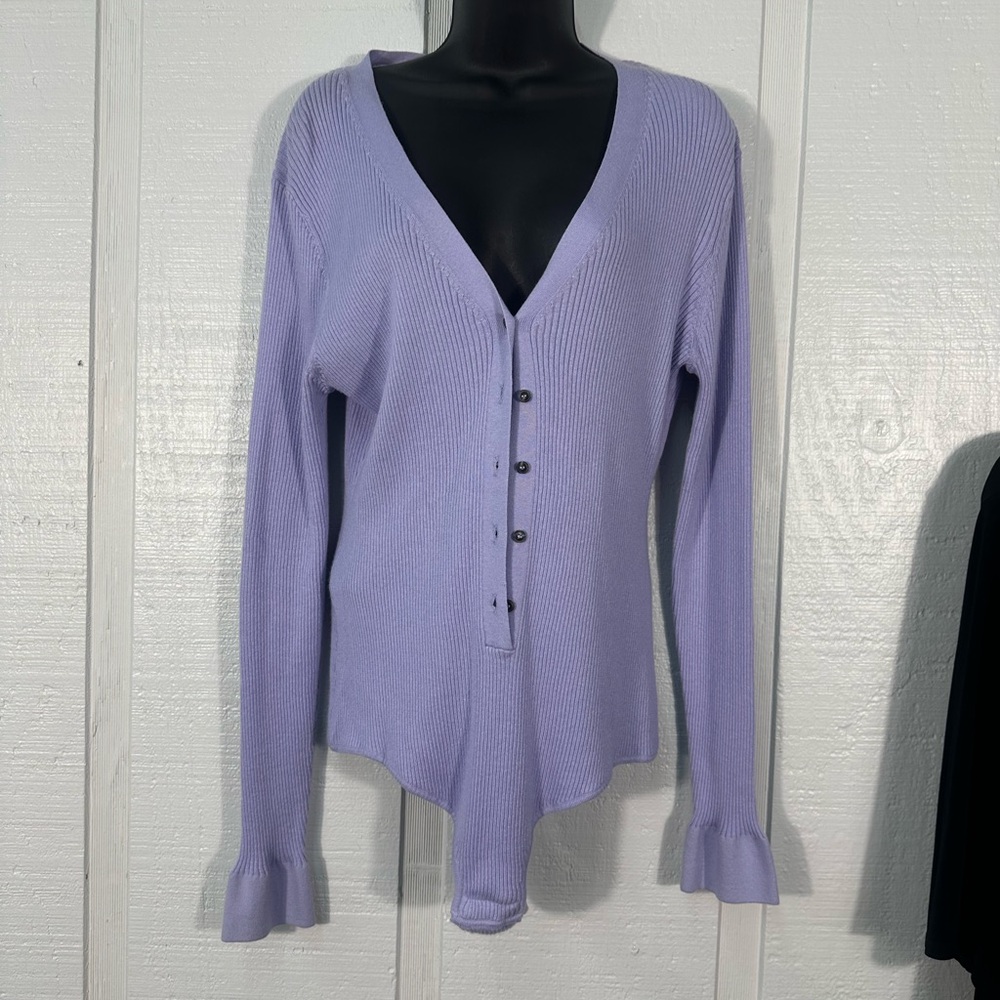 Favorite Daughter Women’s Lavender Ribbed Bodysuit Size Large EUC